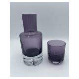 Krosno Purple amethyst glass decanter with cup