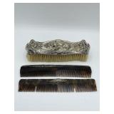 Sterling silver combs and brush