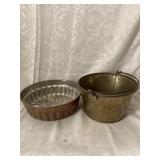Small Copper Pail and Copper Mold Pan