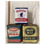 3 Small Oil Cans Colonial, Wearwell, Moto Mile