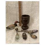 Slaymaker Padlock, Heavy Wood Goblet, Glass Door