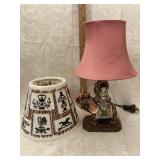 Small Ceramic Lamp and Plastic Country Lamp Shade