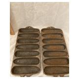 Two Wagner Cast Iron Cornbread Molds