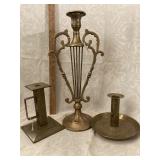 Three Brass Candle Holders