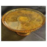 10 Inch Amber Vintage Tiara Glass Cake Stand