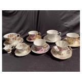 Tea cups and Saucers, all different designs see