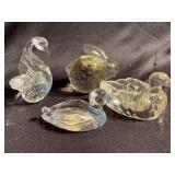 Crystal/ glass Figurines. One swan, two ducks and