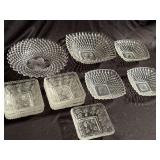 Square English Hobnail Pattern Glass Bowl and