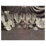 Vintage Lead Crystal Bowl Basket , 7 wine