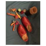 Miscellaneous wood and cardboard items including