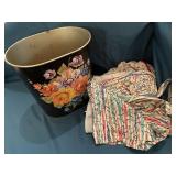 Small trash can and and miscellaneous fabric