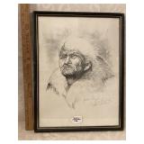 Framed Signed Charcoal Drawing Print