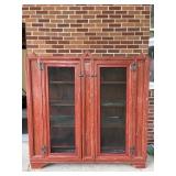 Pie safe with original red paint and hardware