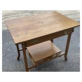 Antique table with modern handles, drawer is