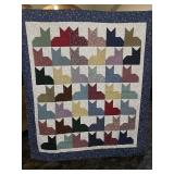 Hand sewn cat quilt measures