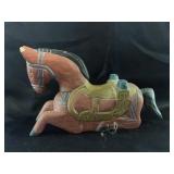 Decorative wooden carved  horse 12 inches long 7