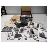 P- Box of black and white photos, negatives and