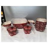 F- Temptations red floral lace. 3 Bowls with