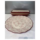 F- Temptations red floral lace set. Platter,
