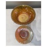 F- carnival glass dish with plate