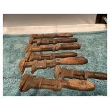 (U) Vintage Pipe Wrenches with metal and wooden