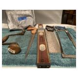 (U)  Saws hole saw levels miter saw hack saw and