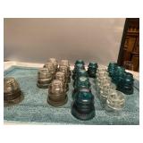 (U) Telephone Insulators  Greenish blue and Clear