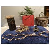 (Q) Christmas Decor and Baskets Candle Holders