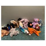 (V) Assortment of Beanie Babies monkey bears fish