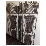 Room divider, wrought iron and wicker. Each panel