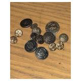 Collection of military buttons, from World War II