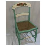 Green Painted Cane Seat Side Chair