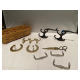 (G) Coat Hooks and Drawer Handles and a wicker
