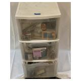 Three drawer rolling storage container sewing