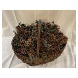 Large Basket Of Pine Cones And Lights