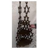 Walnut Primitive 3-Tier Hanging Corner Shelf With