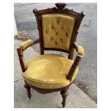 Vintage yellow velvet chair