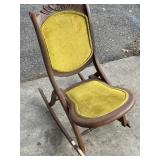 Vintage yellow velvet folding chair