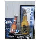 Metal Jack Daniels Arrow sign, Bud Light metal