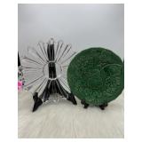 RR3) Decorative Green Leave Majolica and ribbed