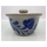 (r6) Salted Glazed Stoneware Pottery Bowl With Lid