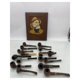 (RR3) Tabacco Pipes assortment and a wooden Sign