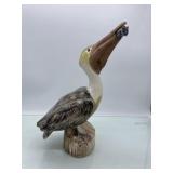 (RR3   Ceramic Painted Pelican Eating a Fish  16
