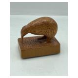 R3) Vintage Wood Carved Kiwi Bird Sculpture