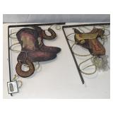 R9) Western design shelf brackets.