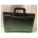 R12) vintage black leather briefcase