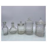 (r7) Lidded glass jars