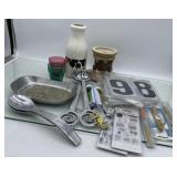 (R10)  Assortment of Vases Metal Spoons Flash