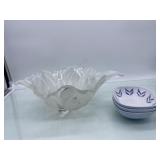 (R13) Decretive Glass Bowl and some small bowls