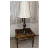FL) End table with glass top and lamp